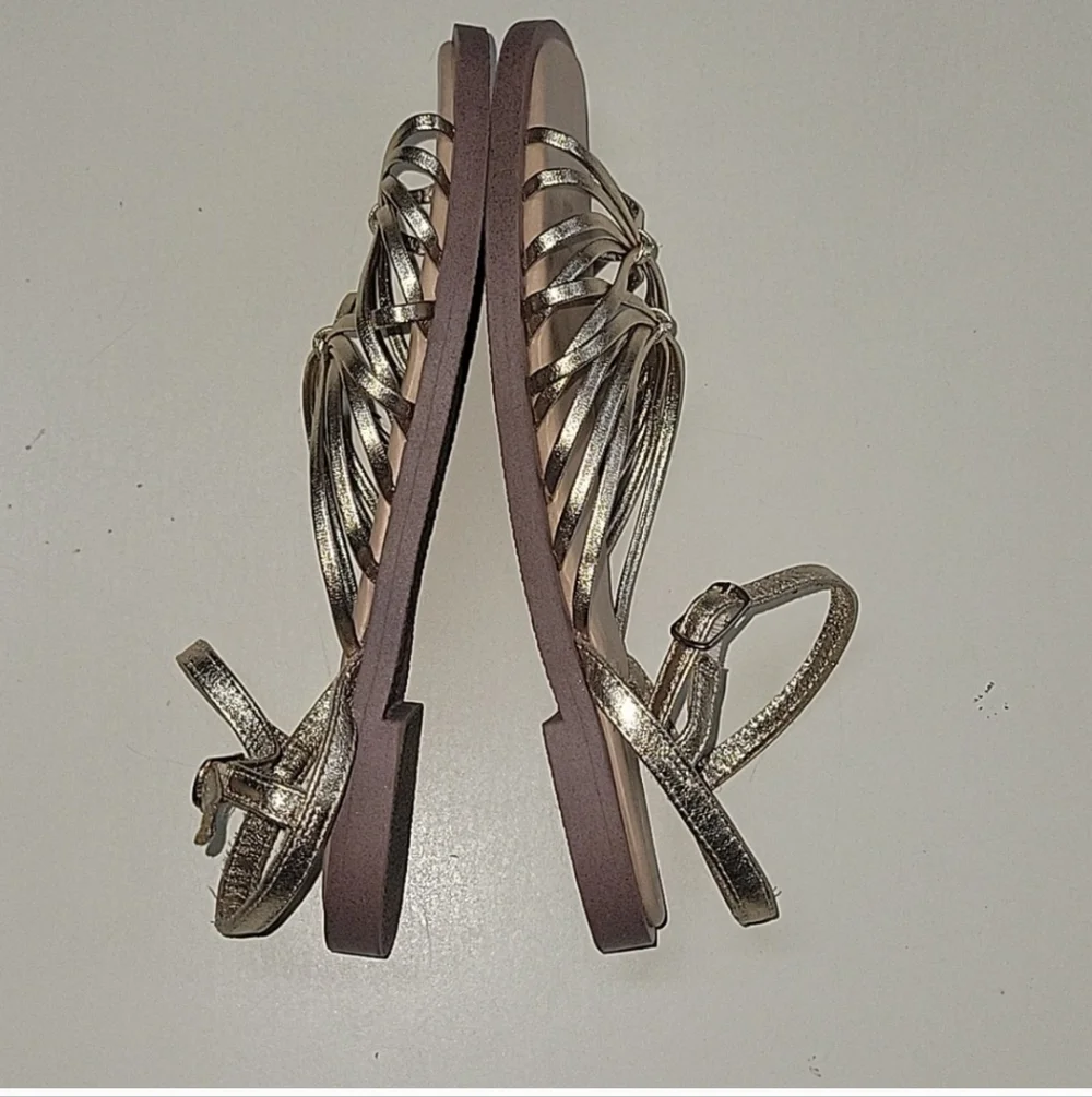 ZARA GOLD Strappy Knot Sandals Size 7.5 - Picture 2 of 15